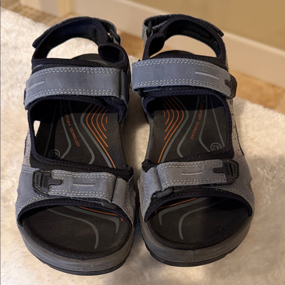 ecco Adjustable Yucatán Marine Leather Sport Sandals - EU42 or US 8-8.5
